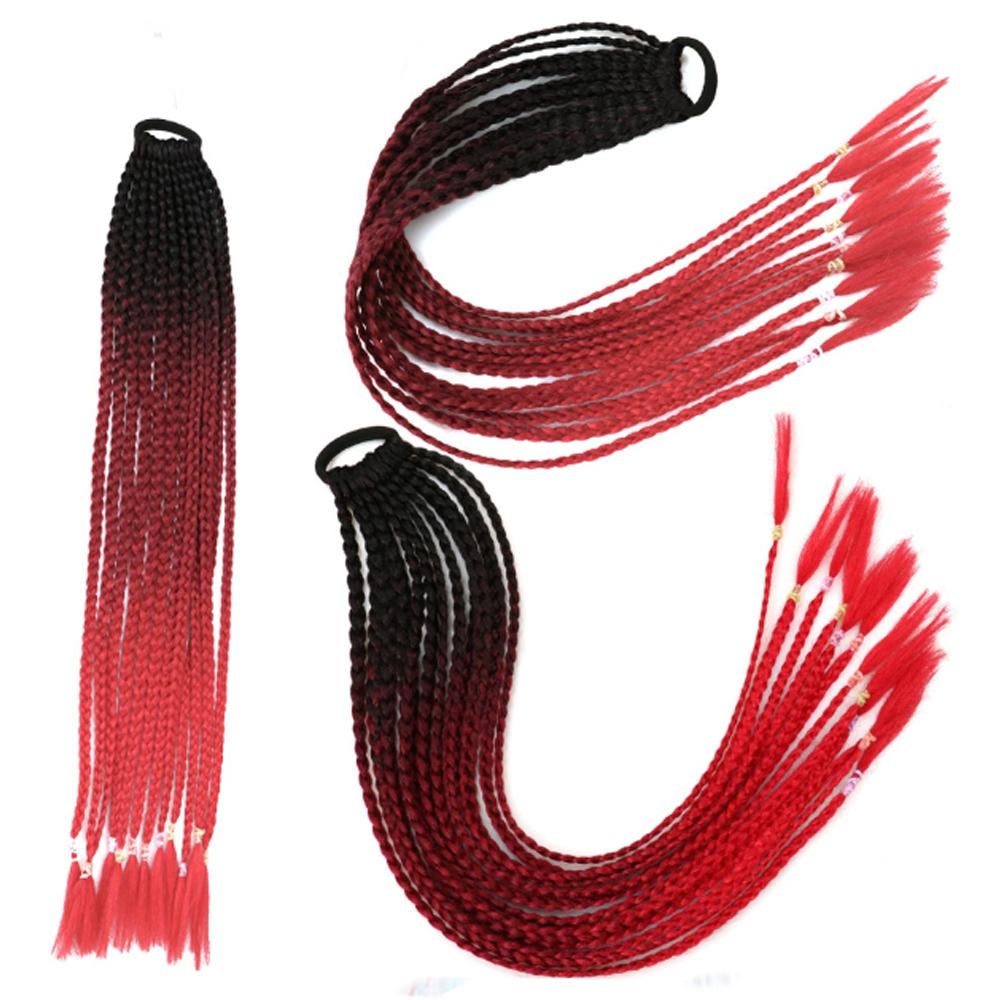 Braided Colorful Hair Ponytail Q37 C6#
