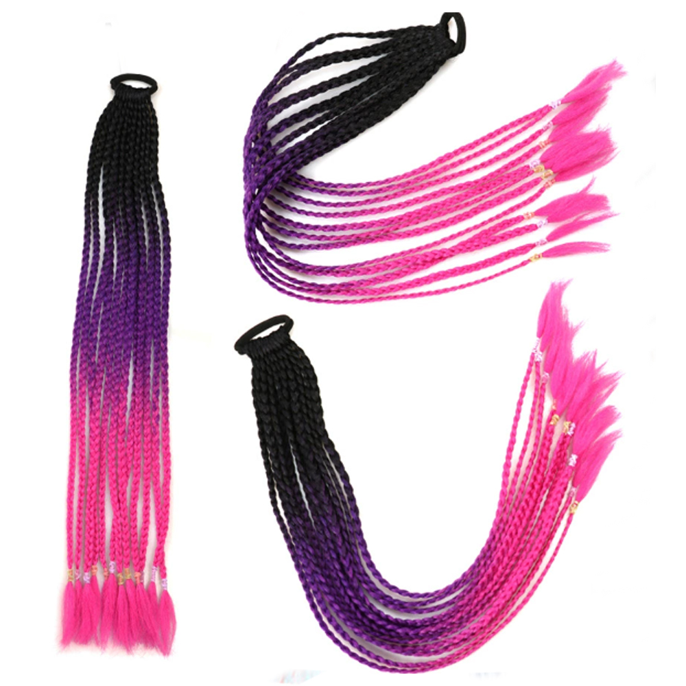 Braided Colorful Hair Ponytail Q37 C11#