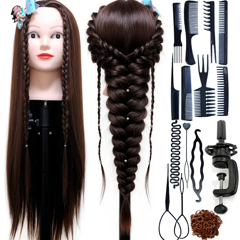 Mannequin Heads For Braiding And Hair Cutting Practice With Training Kit DHT7