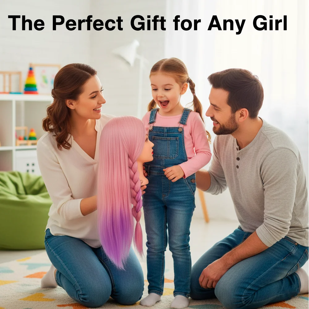 Hair Mannequin Synthetic Hair Training Kit for Hairstyles and Manicure DHM1