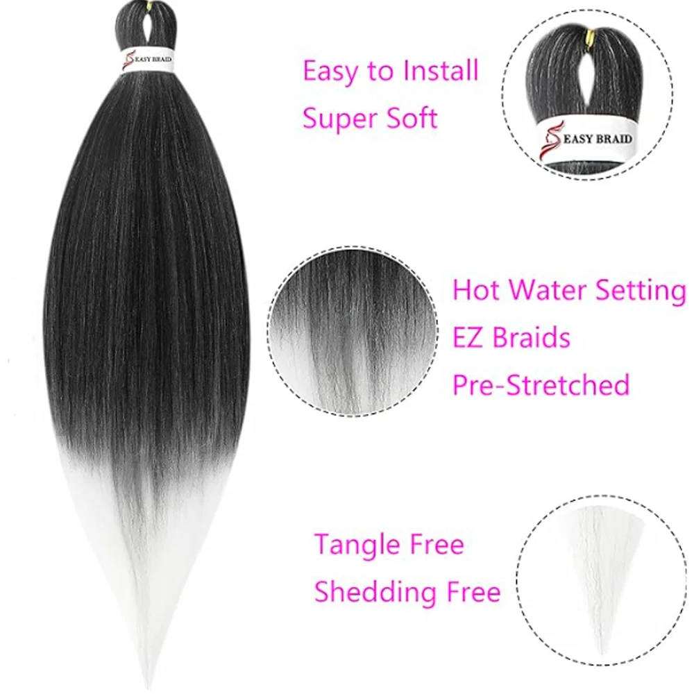 Pre Stretched Braiding Hair, 3 pcs, T1B 60