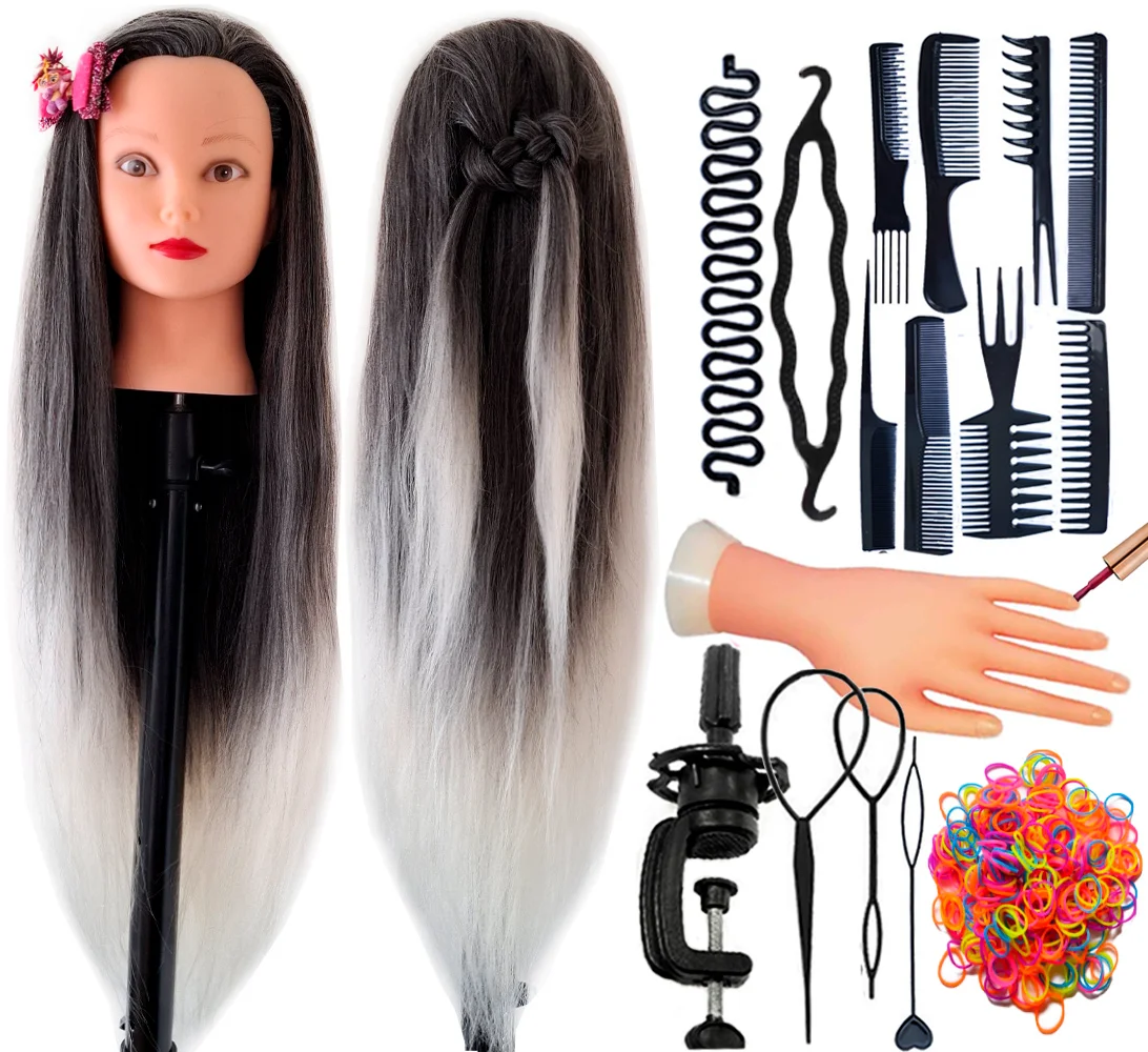 Dolls Head For Braiding Practice with Training Kit for Hairstyles and Manicure DHM2