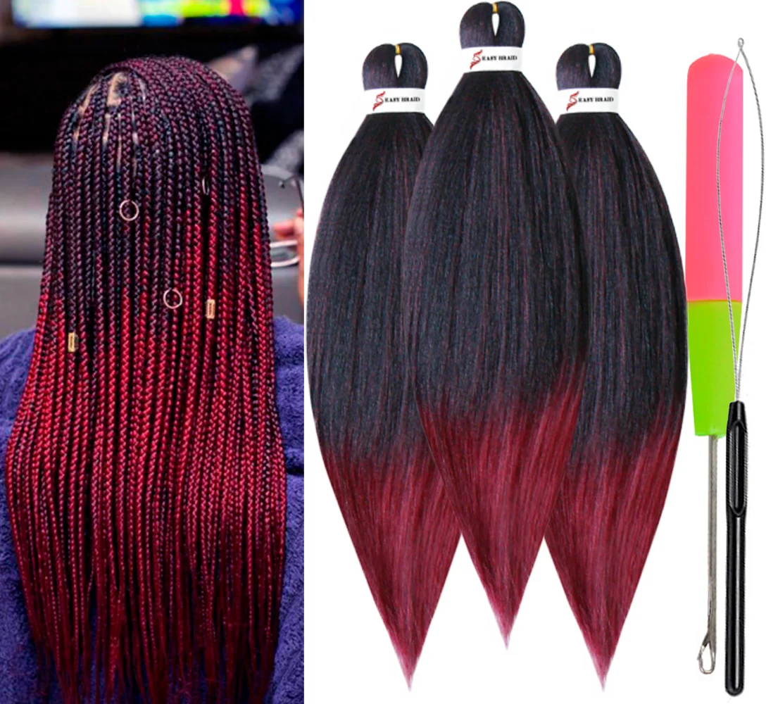 Pre Stretched Braiding Hair, 3 pcs, T1B 900#