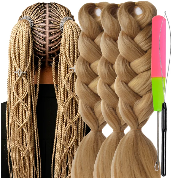 Synthetic Hair Kanekalon Jumbo Braiding Hair, 3 pcs, A6 (24#)