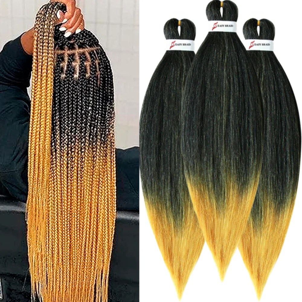 Pre Stretched Braiding Hair, 3 pcs, T1B 144#