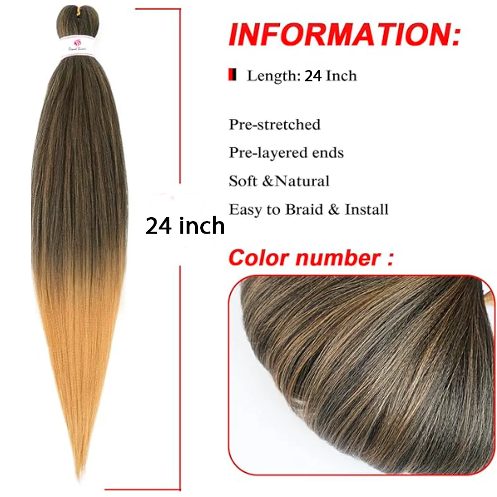 Pre Stretched Braiding Hair, 3 pcs, T4 27#