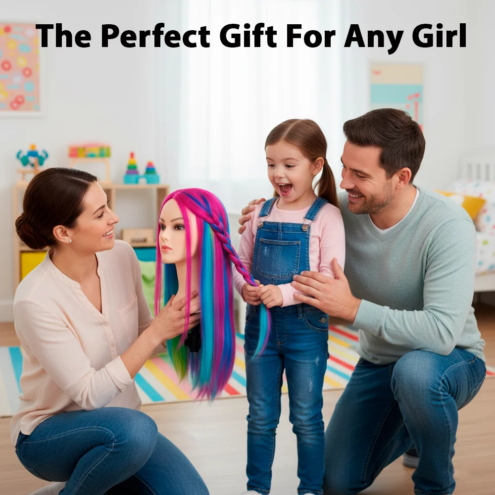 Mannequin Heads Colorful Synthetic Hair with Training Kit DHD5