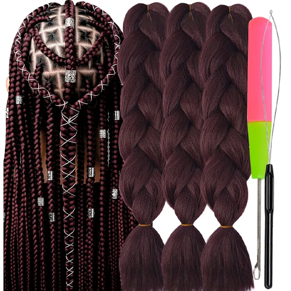 Synthetic Hair Kanekalon Jumbo Braiding Hair, 3 pcs, A10 (99J)
