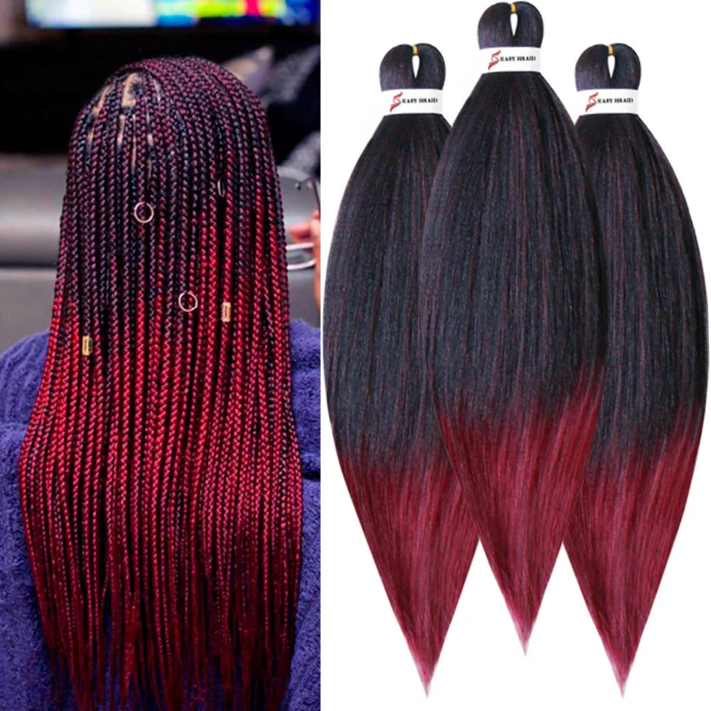 Pre Stretched Braiding Hair, 3 pcs, T1B 900#