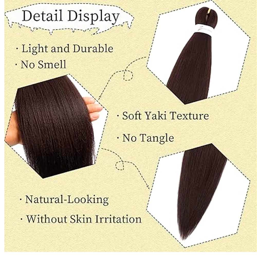 Pre Stretched Braiding Hair, 3 pcs, 99J