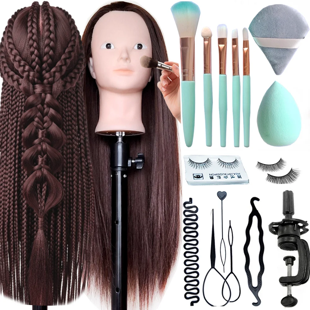 Makeup And Hair Doll Head With long Hair With Training Kit MBH1