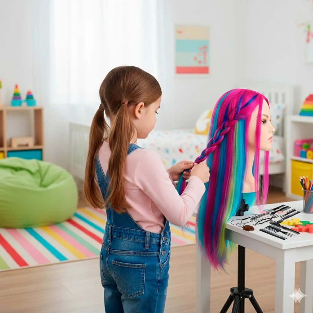 Doll Head With Long Hair Training Kit for Hairstyles and Manicure DHM3