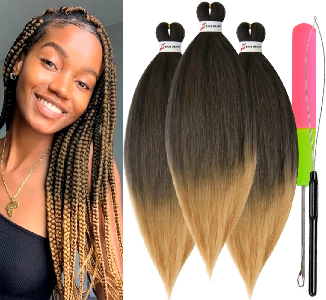 Pre Stretched Braiding Hair, 3 pcs, T4 27#
