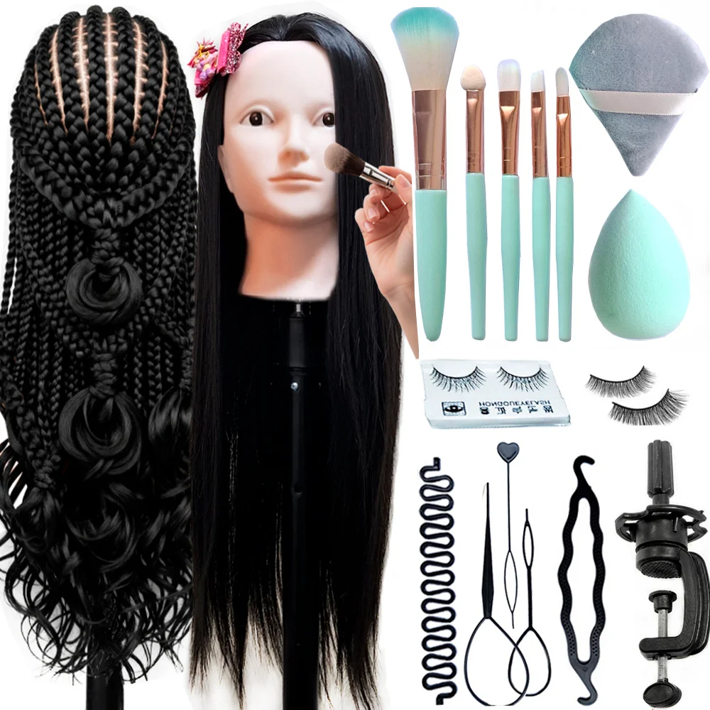 Make Up Doll Head With long Hair with Training Kit MBH6