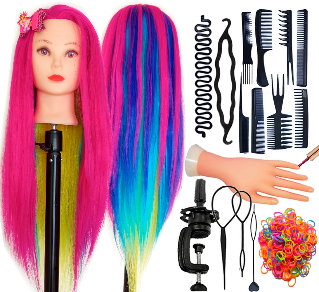 Doll Head With Long Hair Training Kit for Hairstyles and Manicure DHM3