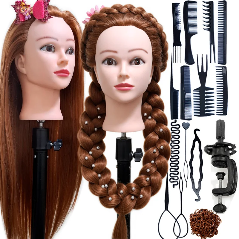Doll Head With Hair For Hair Practice With Training Kit DHT6
