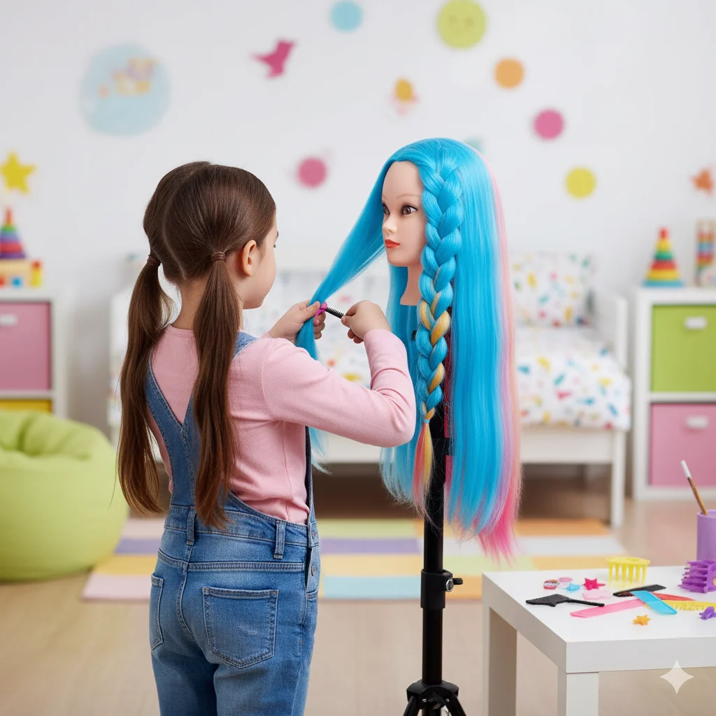 Mannequin Head Colorful Long Synthetic Hair DH9