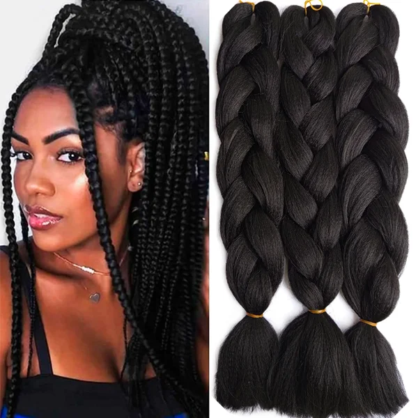 Synthetic Hair Kanekalon Jumbo Braiding Hair, 3 pcs, A2 (1B)