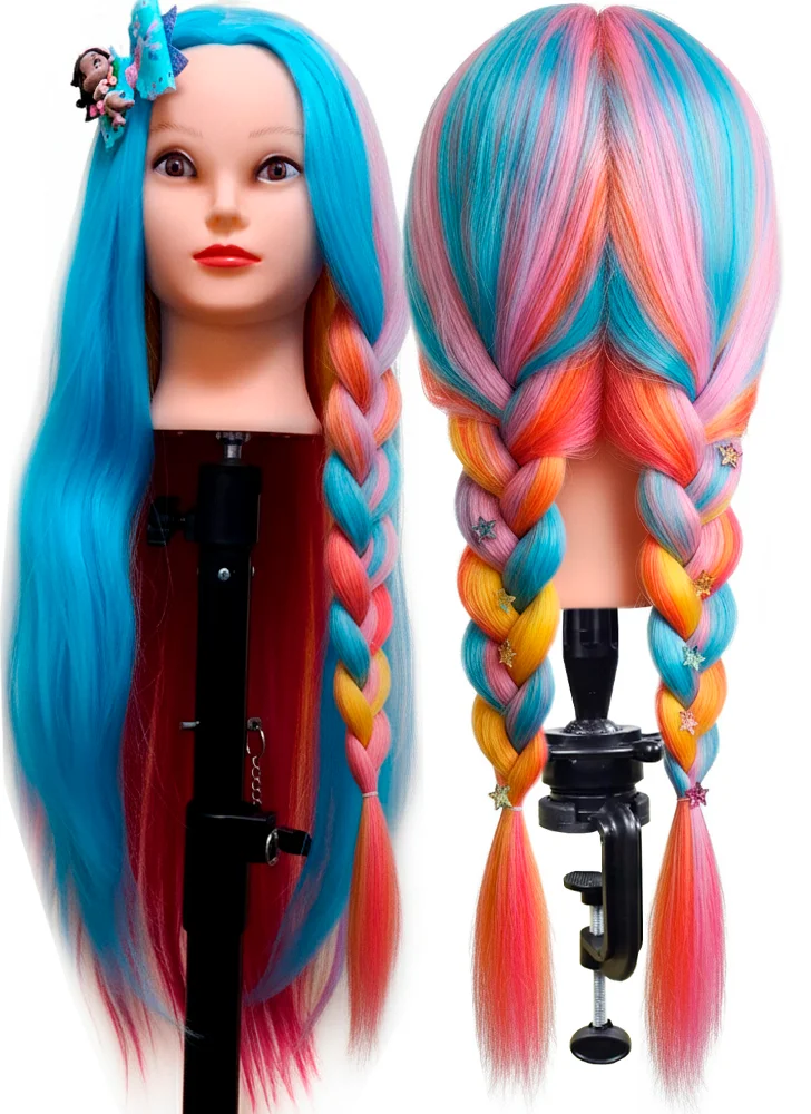 Mannequin Head Colorful Long Synthetic Hair DH9