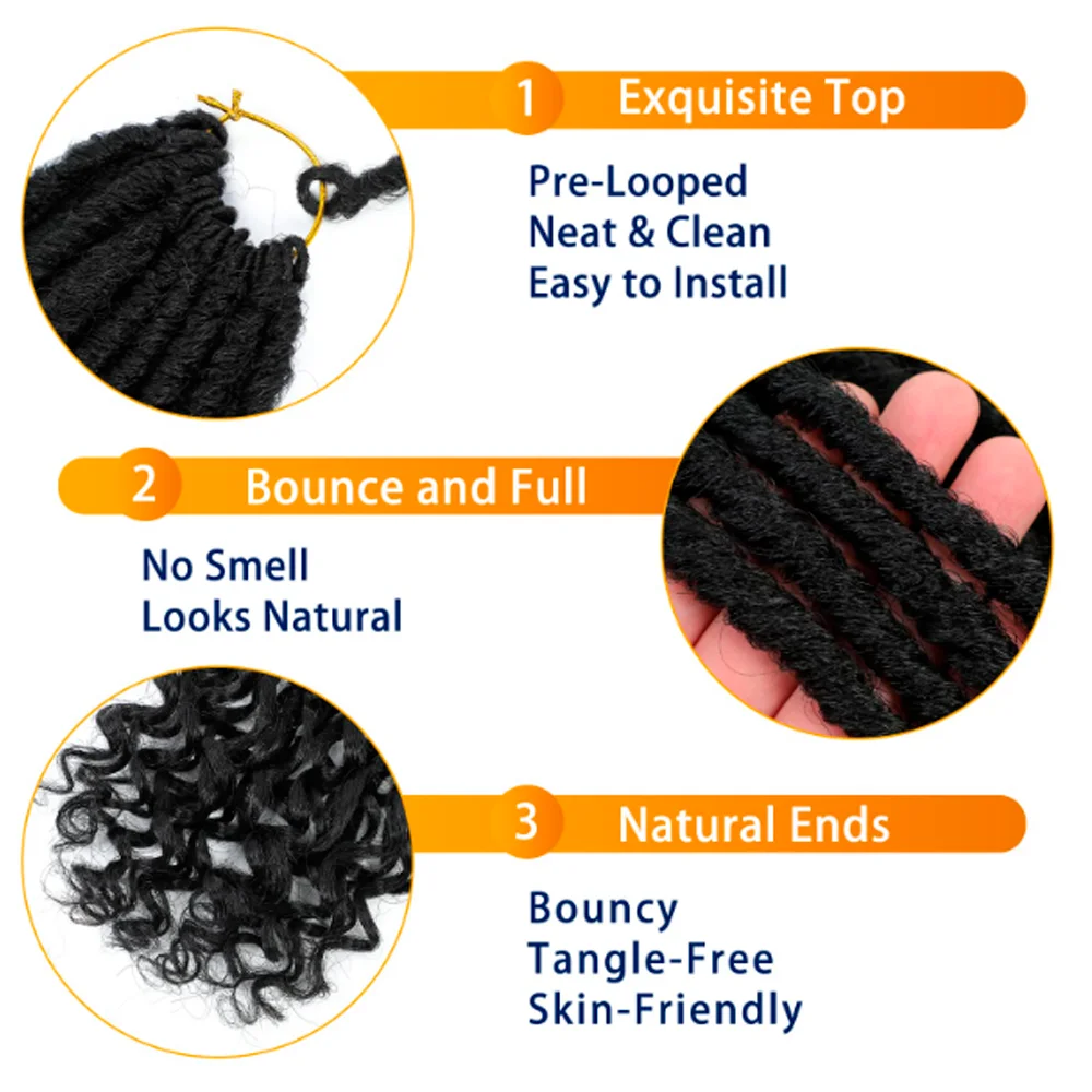Goddess Faux Locs 1B 18 inch, 24 strands per pack