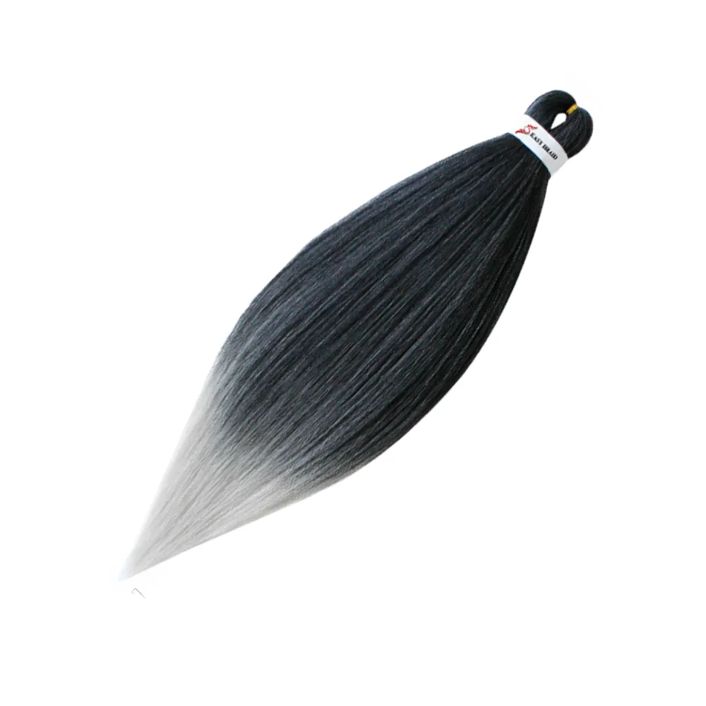 Pre Stretched Braiding Hair, 3 pcs, T1B Silver#