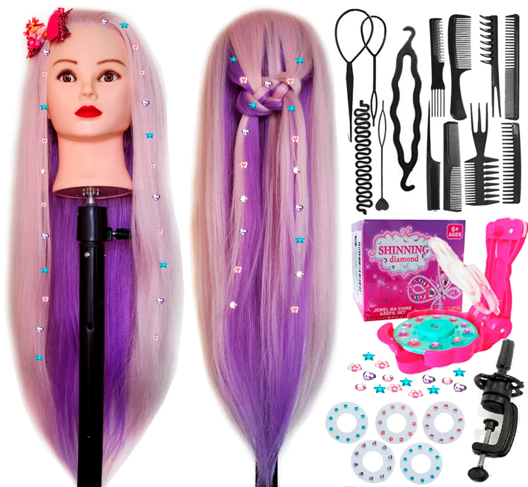 Mannequin Head Doll With long Hair and Training Kit DHD6