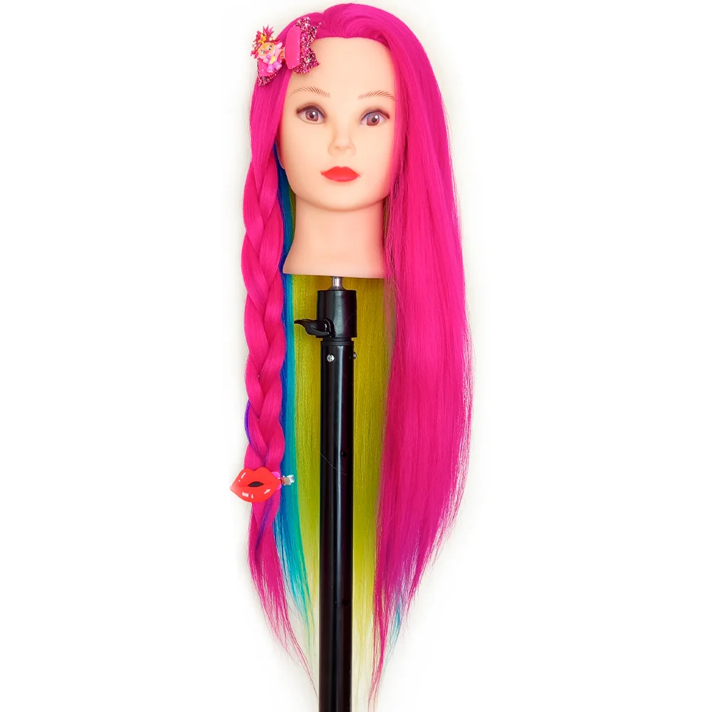 Mannequin Heads Colorful Synthetic Hair with Training Kit DHD5