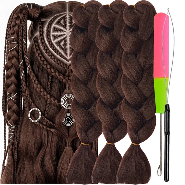 Synthetic Hair Kanekalon Jumbo Braiding Hair, 3 pcs, A4 (4#)