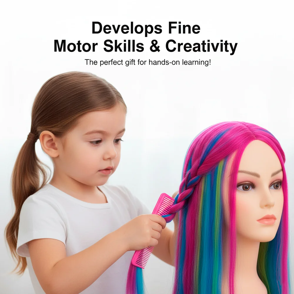 Doll Head With Long Hair Training Kit for Hairstyles and Manicure DHM3