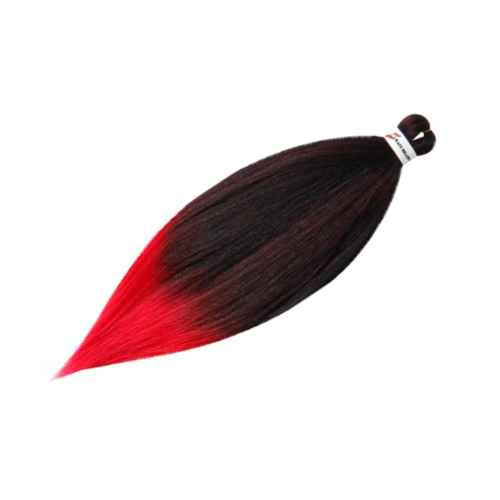 Pre Stretched Braiding Hair, 3 pcs, T1B Red#