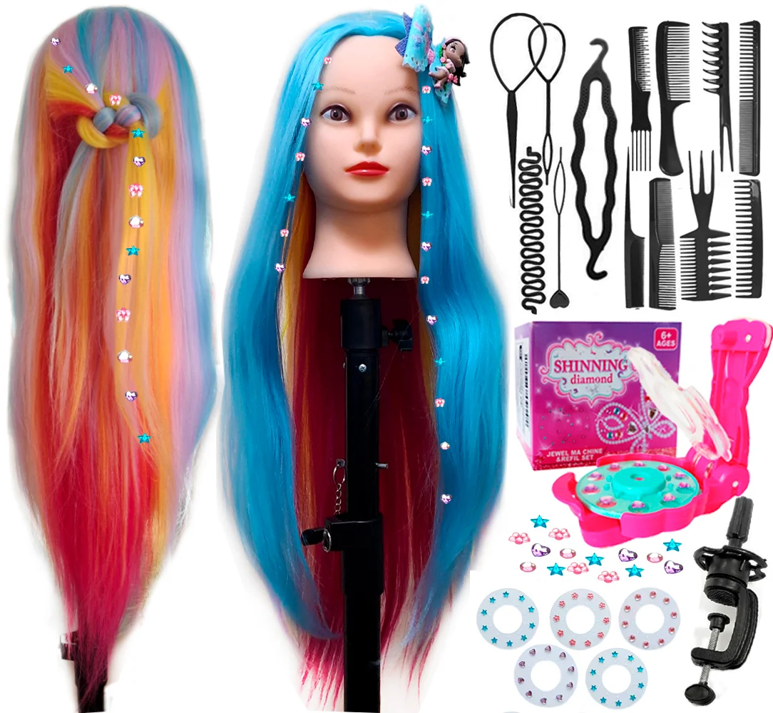 Manikin Doll Colorful Synthetic Hair with Training Kit DHD1