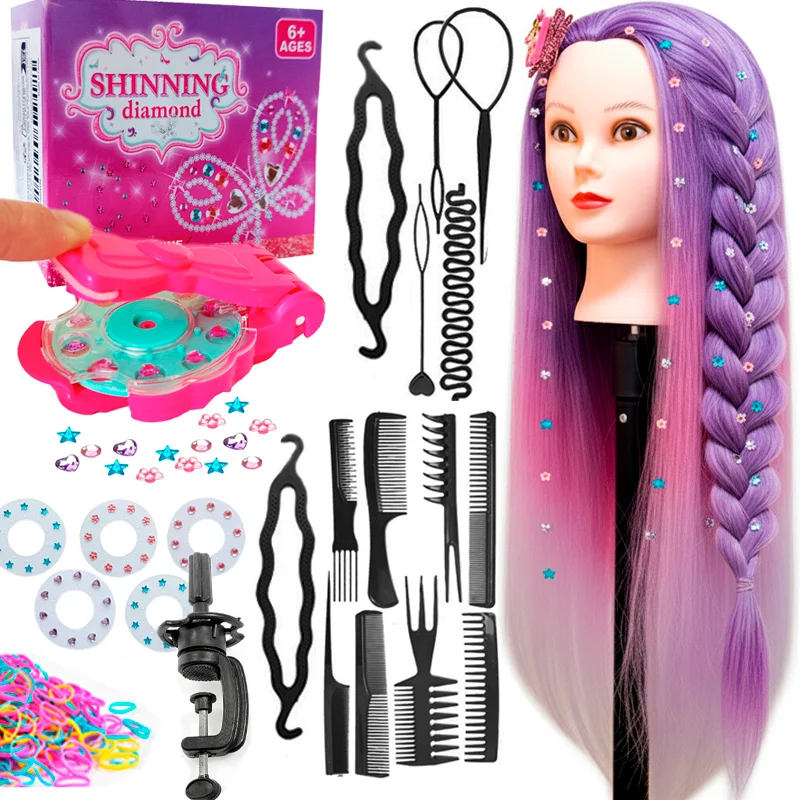 Mannequin Head For Braiding Practice with Hairstyle Kit DHD4