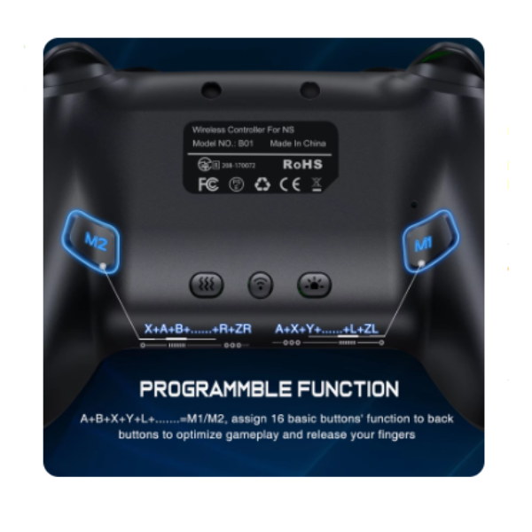 Dinofire Wireless Bluetooth RGB Controller for Nintendo Switch/Switch OLED/Switch Lite/PC/Mobile Gamepad Multi-Function Joystick