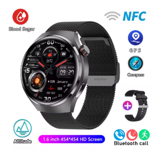 For HUAWEI GT4 Pro GPS NFC Smart Watch Men 360*360 AMOLED Screen Heart rate Bluetooth Call IP68 Waterproof Man Smartwatch 2024