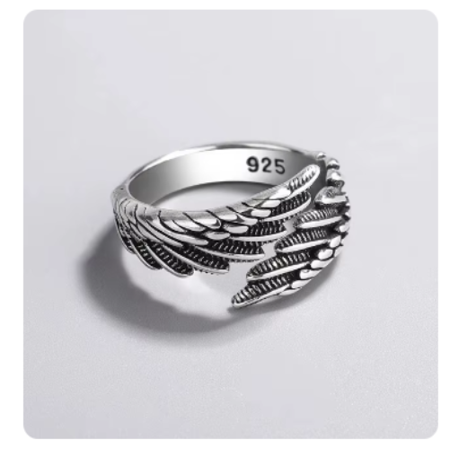 925 Sterling Silver Rings Fashion Hip Hop Vintage Couples Creative Wings Design Thai Silver Party Jewelry Birthday Gifts