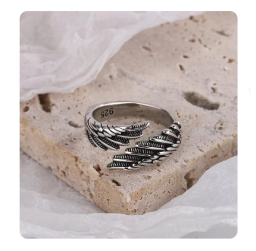 925 Sterling Silver Rings Fashion Hip Hop Vintage Couples Creative Wings Design Thai Silver Party Jewelry Birthday Gifts