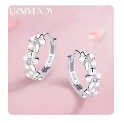 925 Sterling Silver Needle Earrings for Women's Wedding Fashion High Quality Jewelry Crystal Zircon Flower Cute Stud