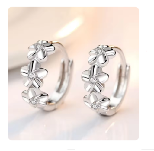 925 Sterling Silver Needle Earrings for Women's Wedding Fashion High Quality Jewelry Crystal Zircon Flower Cute Stud