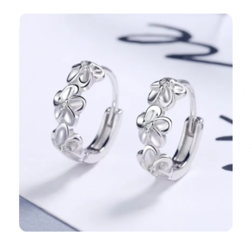 925 Sterling Silver Needle Earrings for Women's Wedding Fashion High Quality Jewelry Crystal Zircon Flower Cute Stud