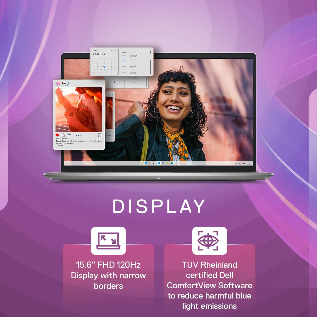 Dell Inspiron 3530 Laptop, 13th Generation Intel Core i7-1355U Processor, 16GB, 512GB, 15.6" (39.62cm) FHD 120Hz Display, Backlit KB, Windows 11 + MSO'21, 15 Month McAfee, Silver, Thin & Light-1.62kg