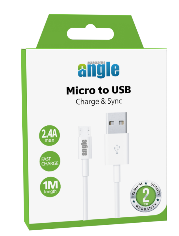 Angle Micro USB PVC cable 2.4A