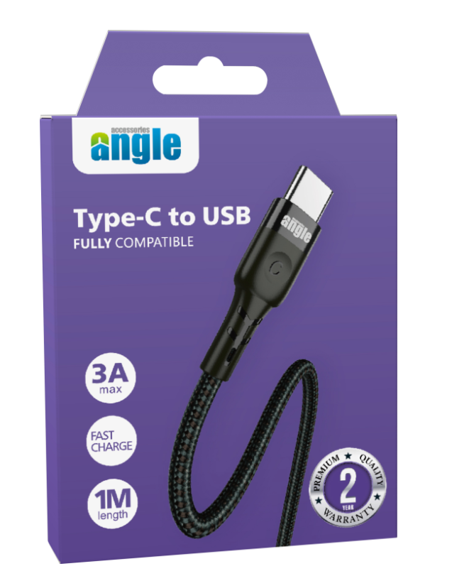 ANGLE TYPE C TO USB BRAIDED 3A