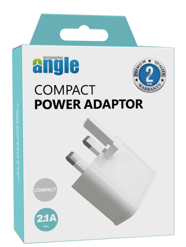 Angle UK Compact Plug Adaptor 2.1A