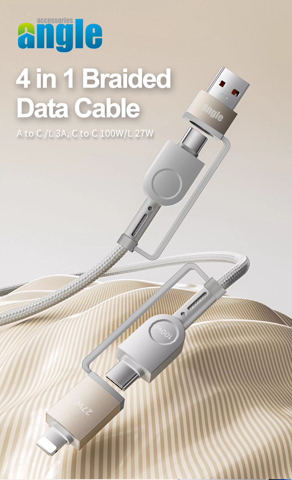 4 in 1 Braided Data Cable
