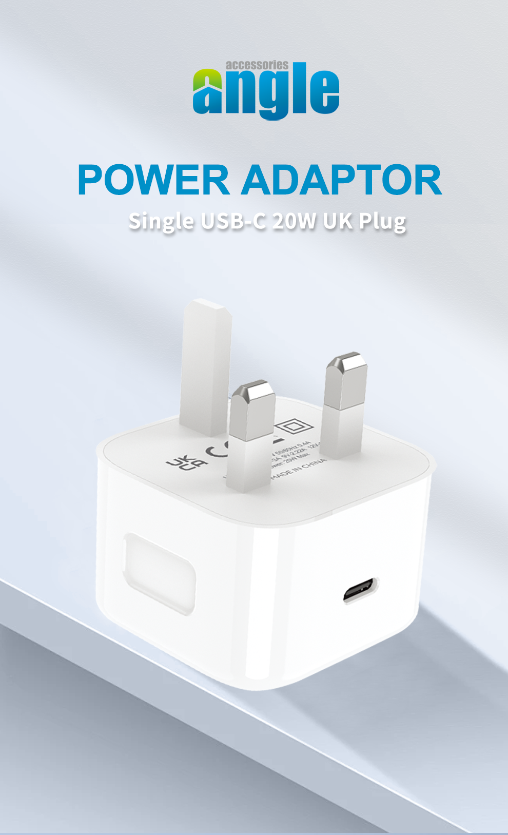 Single USB-C UK Adaptor with Type C cable
