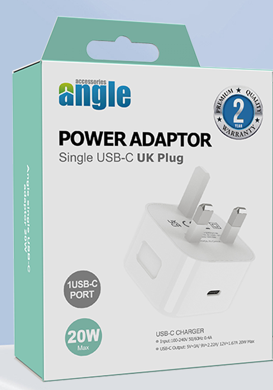 Single USB-C UK Adaptor with Type C cable