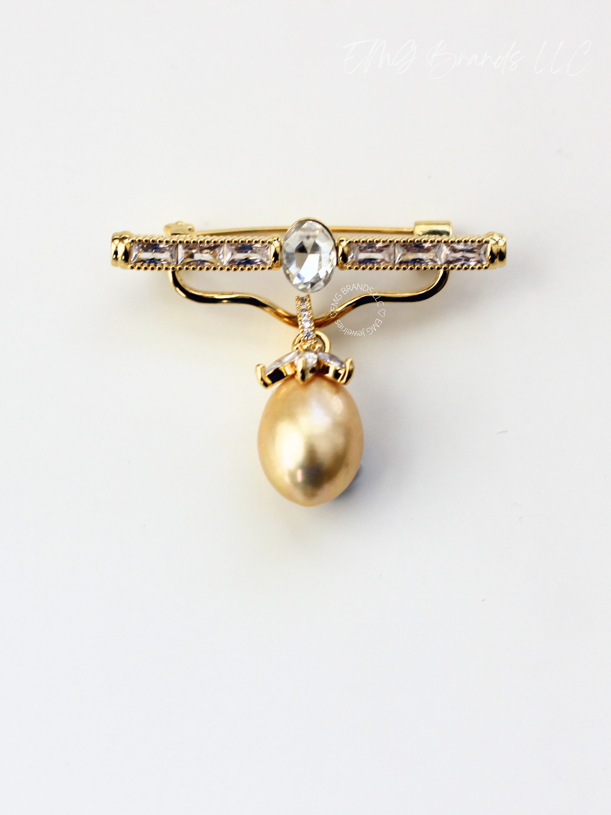 Golden Drop Brooch with Detachable Pendant