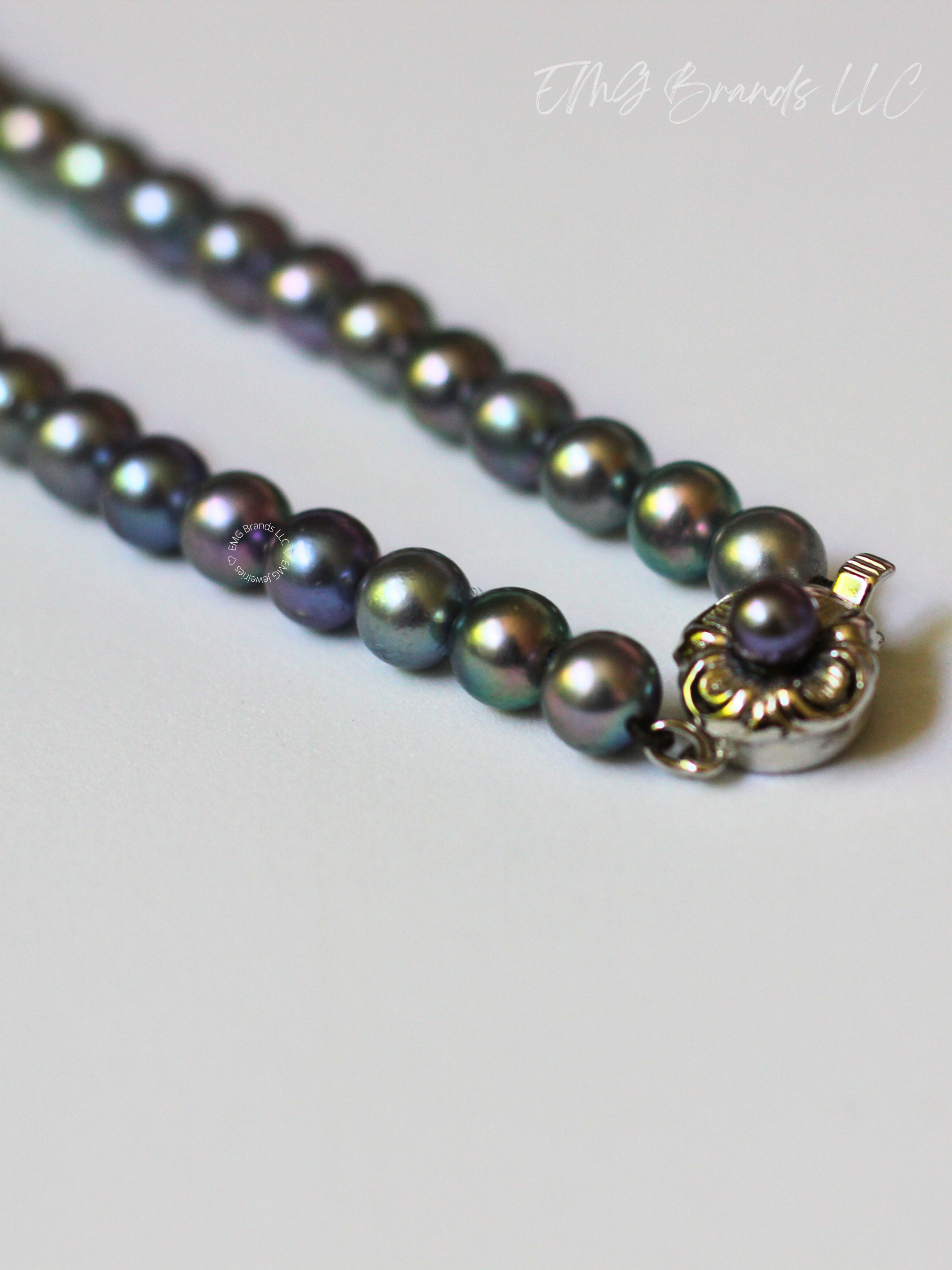 Peacock Blue Japanese Akoya Pearl Necklace