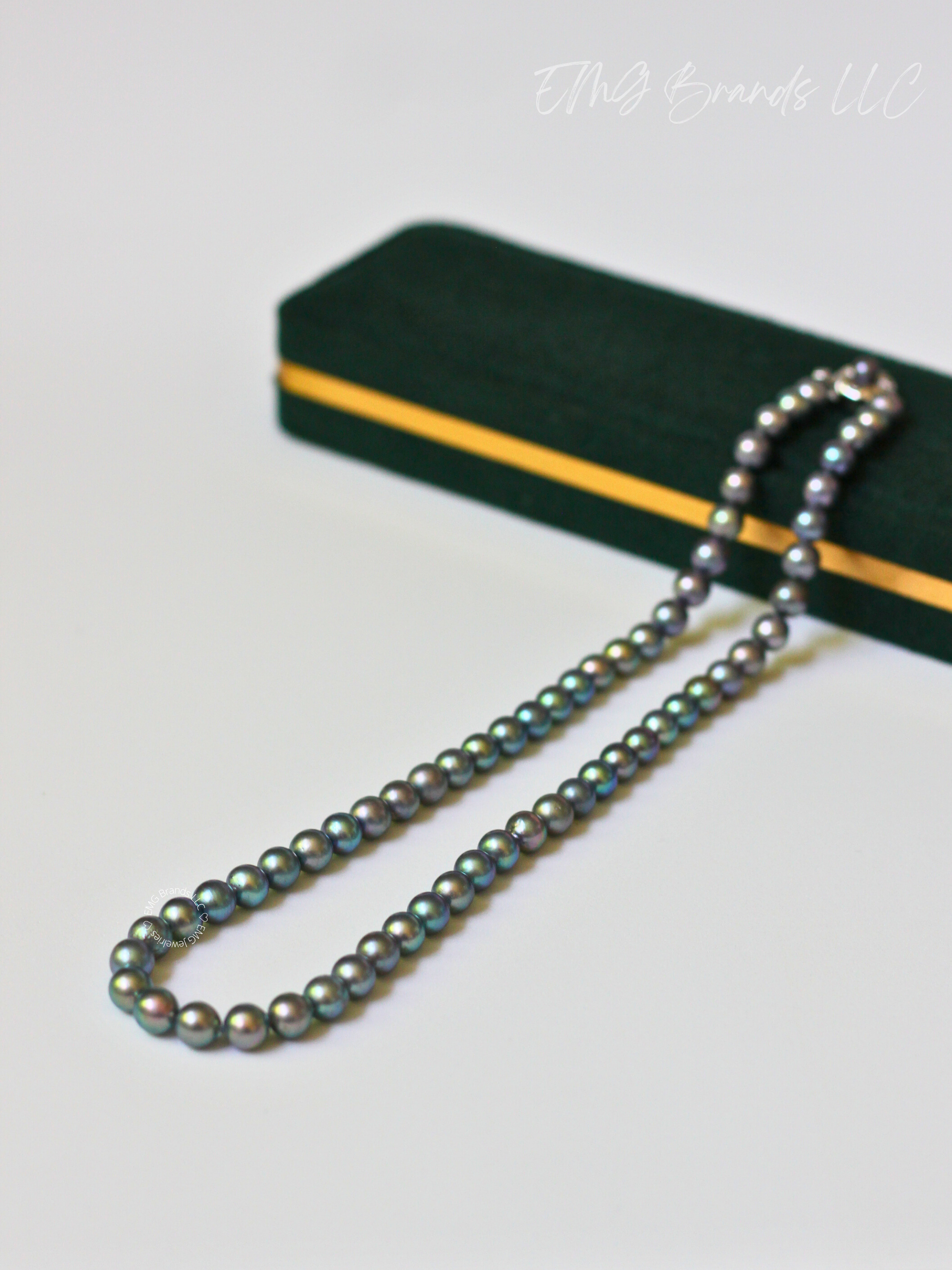 Peacock Blue Japanese Akoya Pearl Necklace