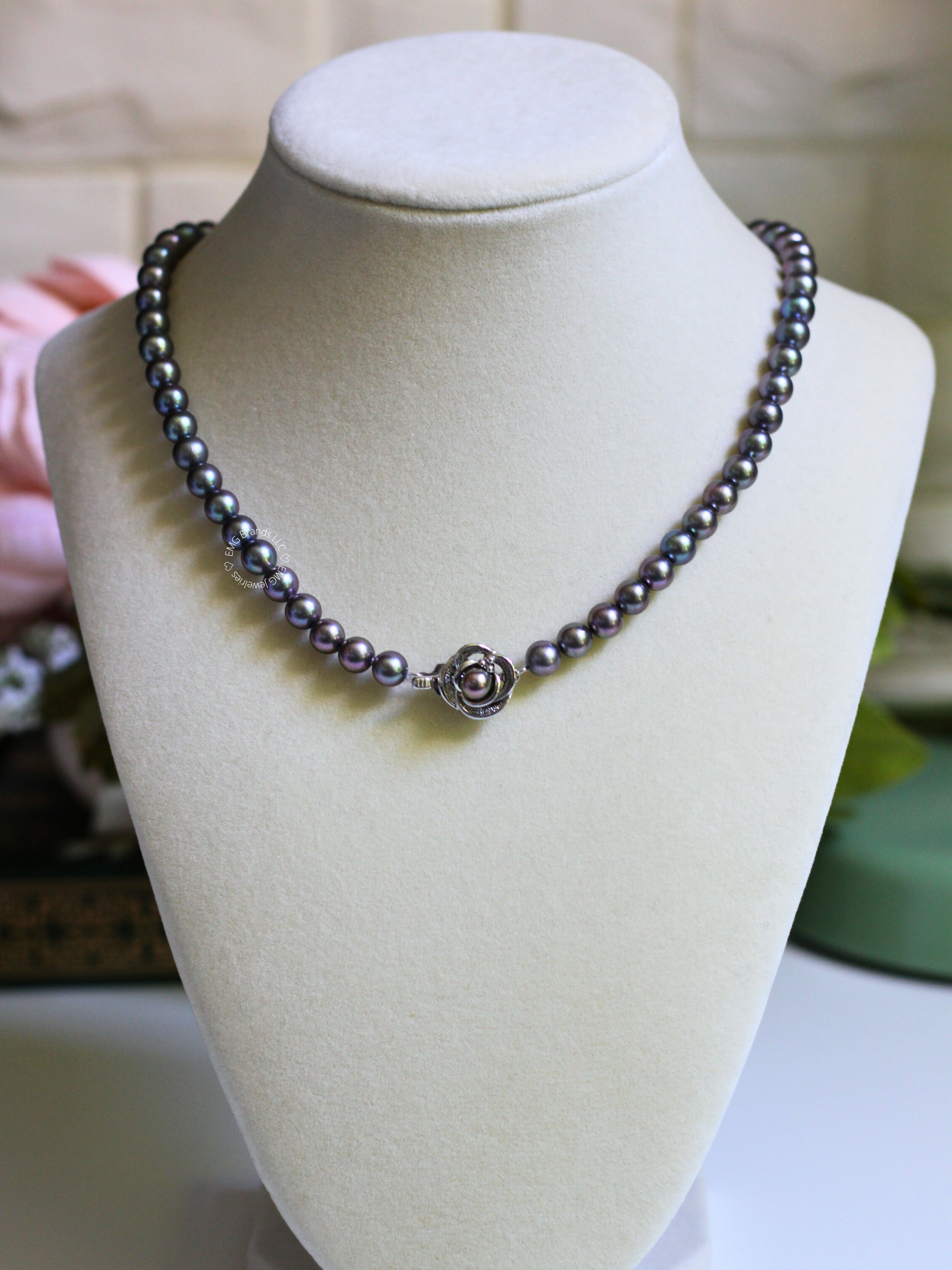 Peacock Black Japanese Akoya Pearl Necklace